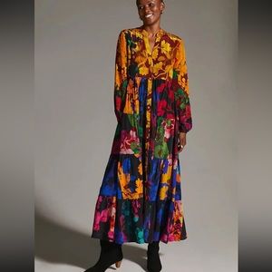 Anthropologie Siddhartha Bansal Button-Front Maxi Dress